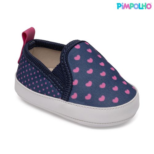 Tênis slip fit infantil Pimpolho marinho/branco
