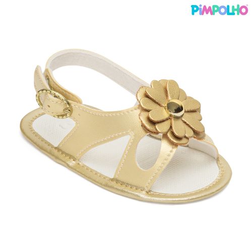 Sandália infantil Pimpolho flora dourada