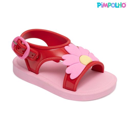 Sandalia infantil tic tac Pimpolho papete vermelha/rosa