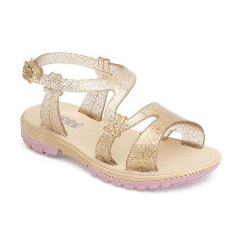 Sandália infantil gloss glitter dourada