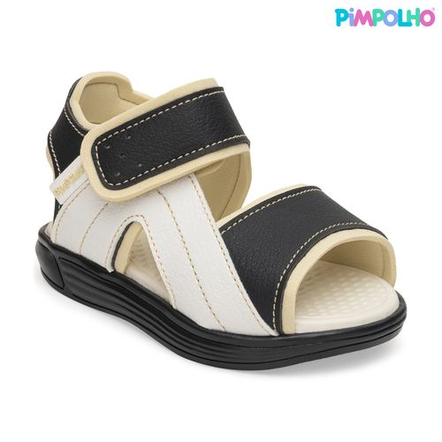 Sandália infantil papete trekker Pimpolho preta/branca