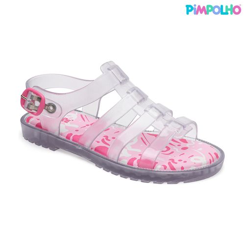 Sandália gladiadora infantil transparente