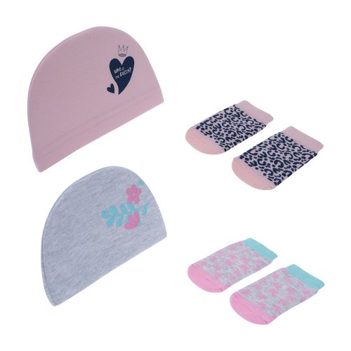 Kit gorro e meia RN feminino Pimpolho