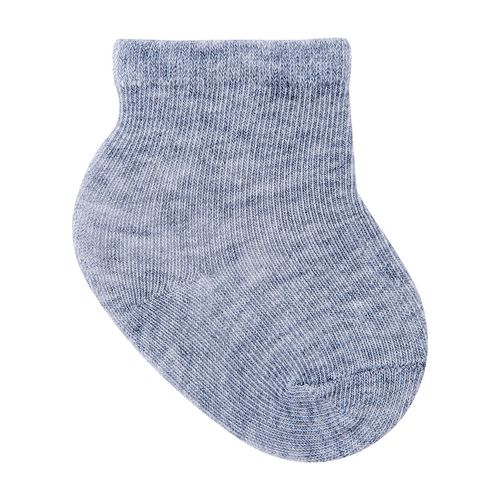 Kit meia lisa 3 prs/tag cano alto RN branca/cinza unissex Pimpolho