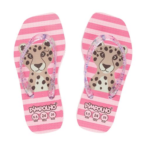 Chinelo quadradinho slim Rosa/Onça fem Pimpolho