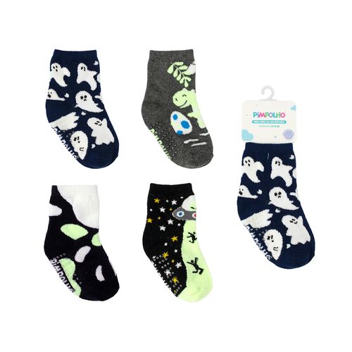 Meia brilha no escuro antiderrapante 21-25 masculina Pimpolho