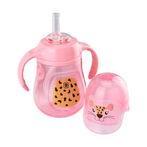 Copo de treinamento bichinho com alça e tampa 280ML feminino Pimpolho