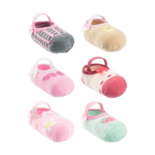 Meia sapatilha colorida antiderrapante 21-25 feminino Pimpolho