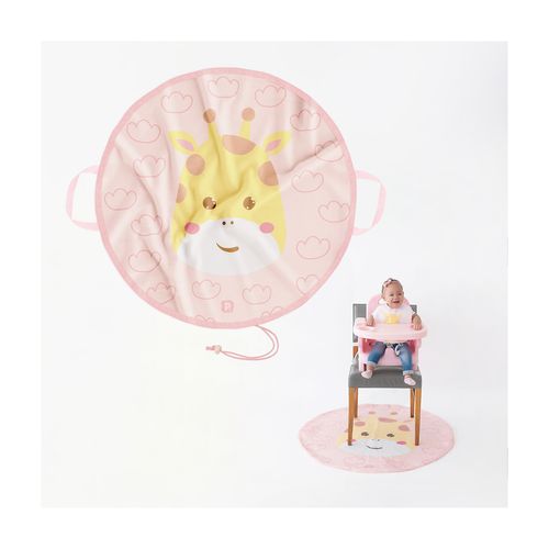 Tapete BLW impermeável p/introdução alimentar 1,05X1,05M girafa fem Pimpolho