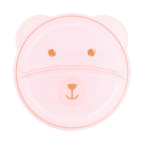Prato bichinho c/divisória e talher urso feminino Pimpolho