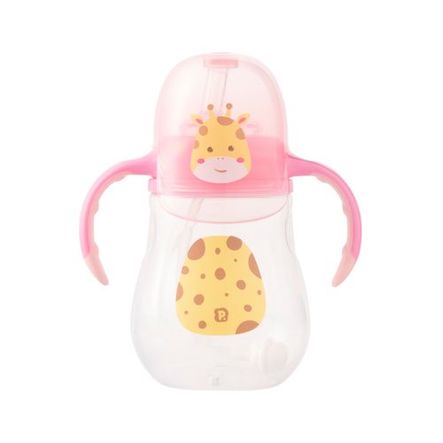 Copo de treinamento bichinho com alça e tampa 280ml girafa fem Pimpolho