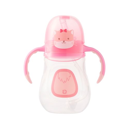 Copo de treinamento bichinho com alça e tampa 280ml gato fem Pimpolho