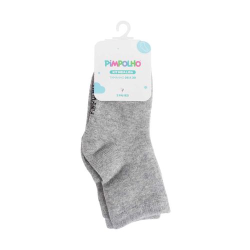 Kit meia lisa 3 prs/tag cano alto 26-30 unissex Pimpolho