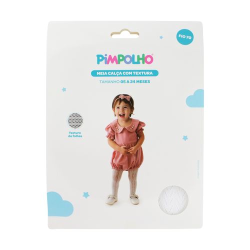 Meia calça com textura folha 05-24 Meses feminino Pimpolho