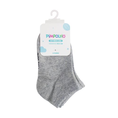 Kit meia lisa 3 prs/tag cano baixo 26-30 unissex Pimpolho