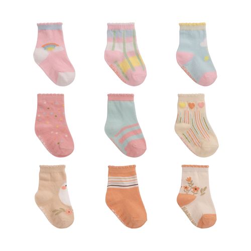 Kit meia colorida C/3 pares tag 16-20  antiderrapante fem Pimpolho