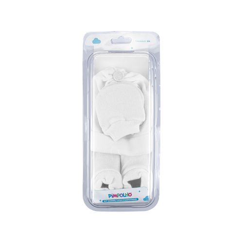 Kit gorro luva e sapato RN unissex Pimpolho