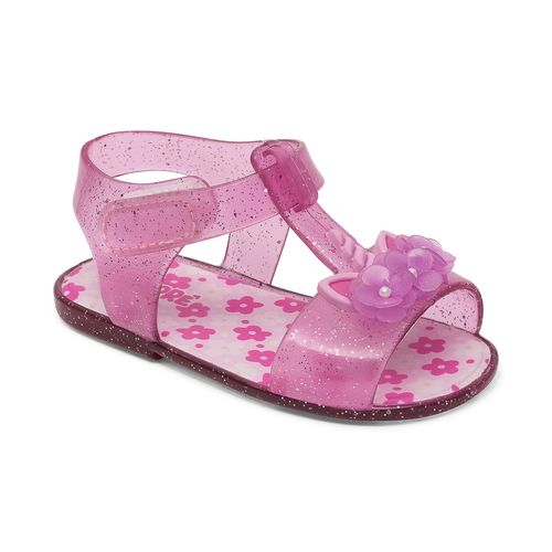 SandÃ¡lia infantil Pimpolho rosa glitter com enfeite unicornio com flores