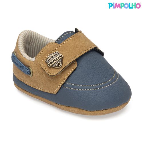 Sapato dockside infantil Pimpolho caramelo/azul