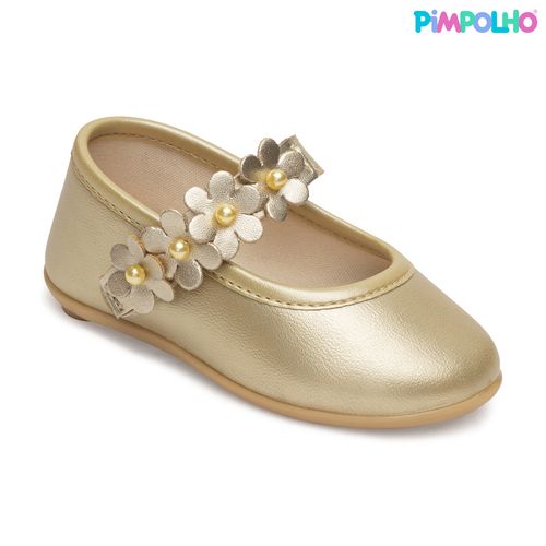 Sapatilha flora infantil pimpolho dourada