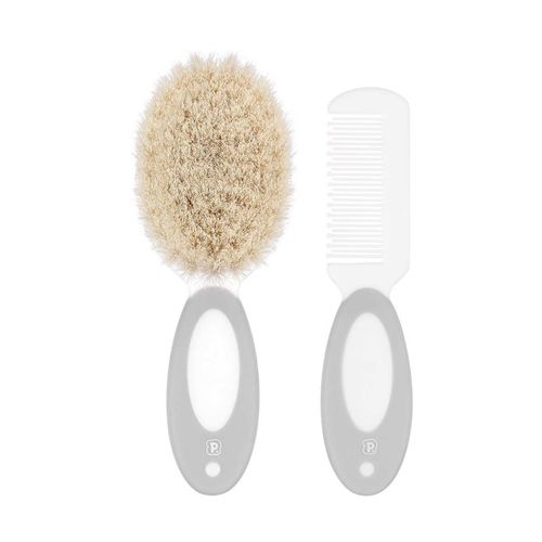 Kit pente e escova de cerdas naturais para bebÃª unissex Pimpolho