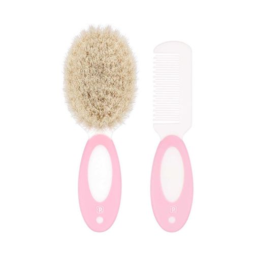 Kit pente e escova de cerdas naturais para bebÃª sortido Pimpolho