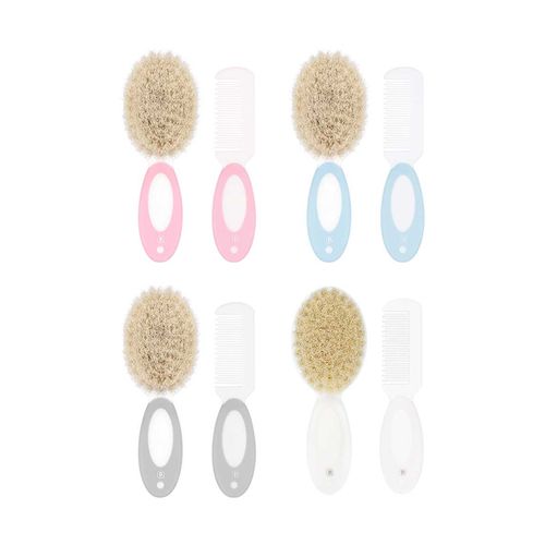 Kit pente e escova de cerdas naturais para bebÃª sortido Pimpolho