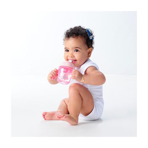 Copo de treinamento com alÃ§a e bico flexÃ­vel 150ML vaquinha feminino Pimpolho