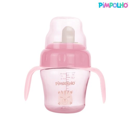 Copo de treinamento com alÃ§a e bico flexÃ­vel 150ML tigresa feminino Pimpolho