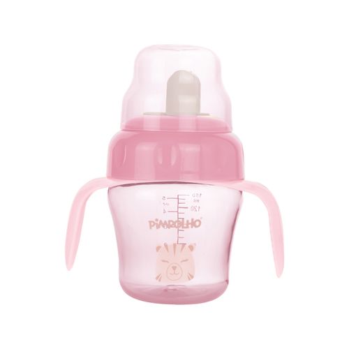 Copo de treinamento com alÃ§a e bico flexÃ­vel 150ML tigresa feminino Pimpolho