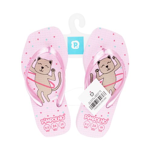Chinelo quadradinho slim Rosa/Gato fem Pimpolho