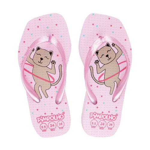 Chinelo quadradinho slim Rosa/Gato fem Pimpolho