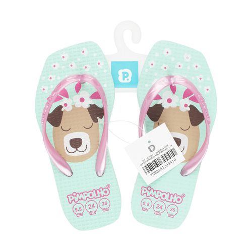 Chinelo quadradinho slim Verde/Cachorro fem Pimpolho