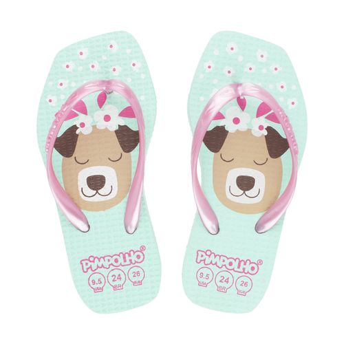 Chinelo quadradinho slim Verde/Cachorro fem Pimpolho