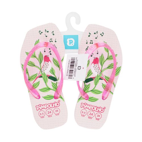 Chinelo quadradinho slim Rosa/Passarinho fem Pimpolho