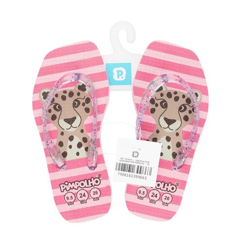 Chinelo quadradinho slim Rosa/OnÃ§a fem Pimpolho