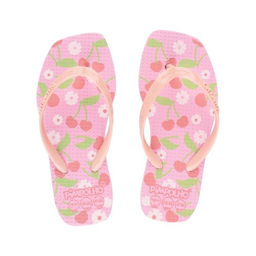 Chinelo quadradinho slim Rosa/Cerejas fem Pimpolho