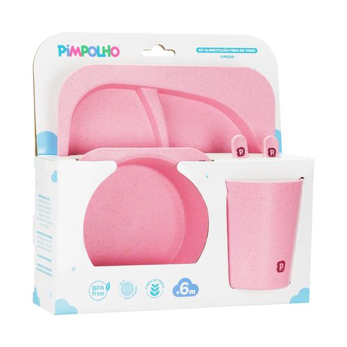 Kit de alimentaÃ§Ã£o com 5 peÃ§as fibra de trigo feminino Pimpolho
