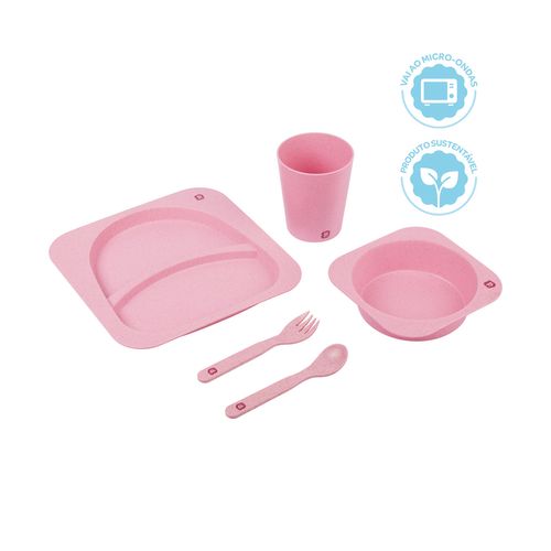 Kit de alimentaÃ§Ã£o com 5 peÃ§as fibra de trigo feminino Pimpolho