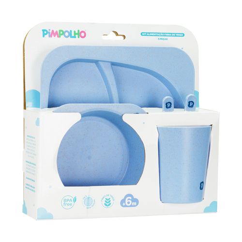 Kit de alimentaÃ§Ã£o com 5 peÃ§as fibra de trigo masculino Pimpolho