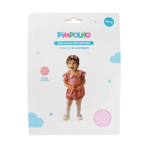 Meia calÃ§a com textura folha 05-24 Meses feminino Pimpolho