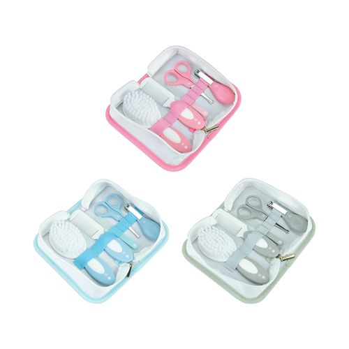 kit cuidados P/ o bebÃª 5 pÃ§s C/necessaire: tesoura, cortador, lixa pente e escova sortido Pimpolho
