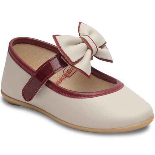 Sapatilha filó colors  infantil pimpolho off white/bordo