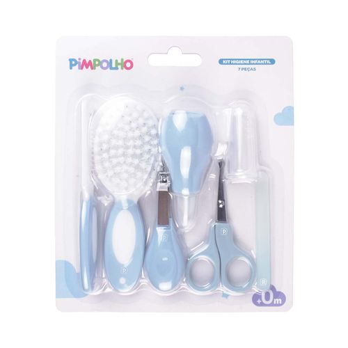 Kit cuidados para o bebê com massageador e aspirador nasal 7 peças masc Pimpolho