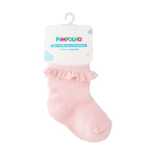 Meia canelada com babado 16-20 feminina Pimpolho