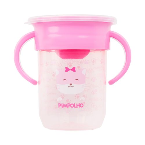 Copo de treinamento 360 C/alça e tampa 240ML feminino Pimpolho