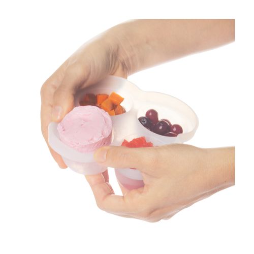 Porta papinha de silicone com tampa para congelar 240ml fem Pimpolho