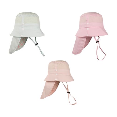 Chapéu c/proteção de pescoço e tecido UV tam 50 02-03 anos feminino Pimpolho