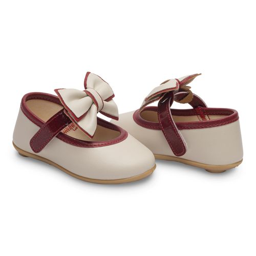 Sapatilha filó colors infantil pimpolho off white/bordo