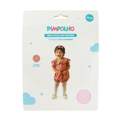 Meia calça com textura urso 05-24 Meses feminino Pimpolho